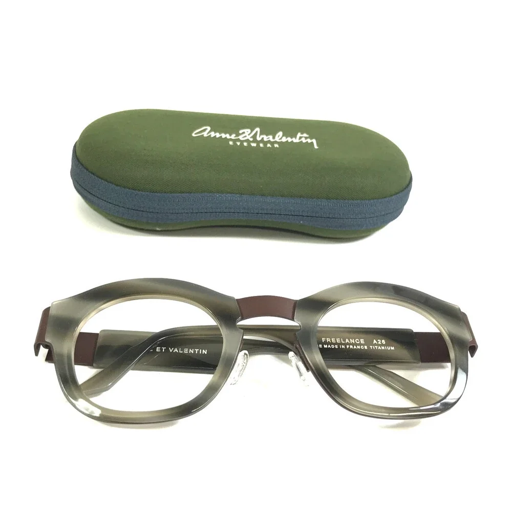 Anne & Valentin Eyeglasses Frames FREELANCE A26 Matte Brown Gray Horn 45-30-130